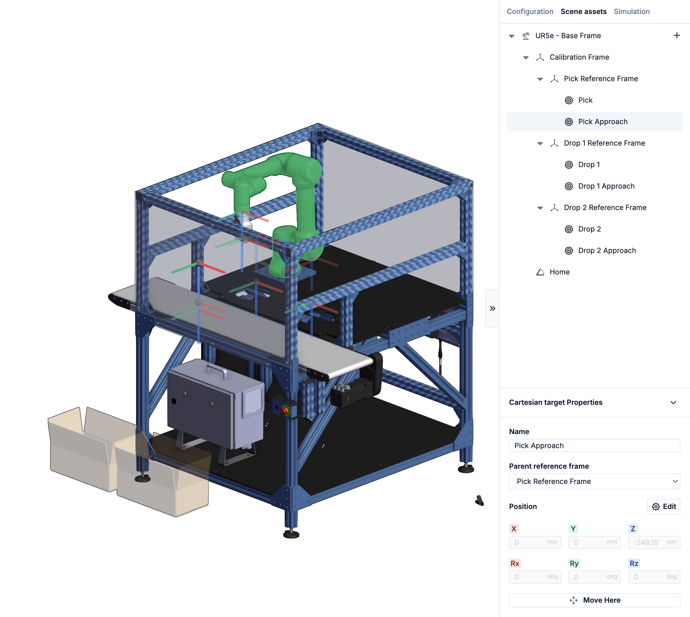 Figure 3: Robot in MachineLogic with Scene Assets showing